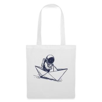 astronaute monte dans un bateau en papier, dessin - Sac en tissu - blanc - Devant