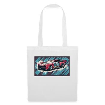 Voiture de course Rouge-Bleu - Sac en tissu - blanc - Devant