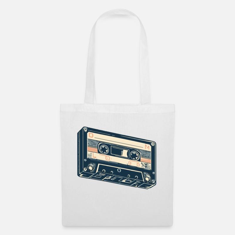 Beige Kompaktkassette Musikkassette - Stoffbeutel - Weiß
