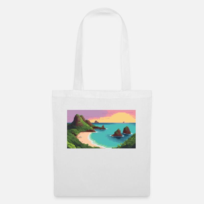 Fernando de Noronha, Brasilien - Pixel Art - Stoffbeutel - Weiß