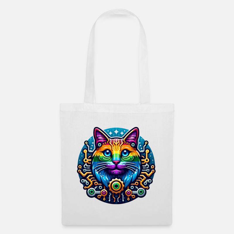 Mechanical Rainbow Cat - Tote Bag - white