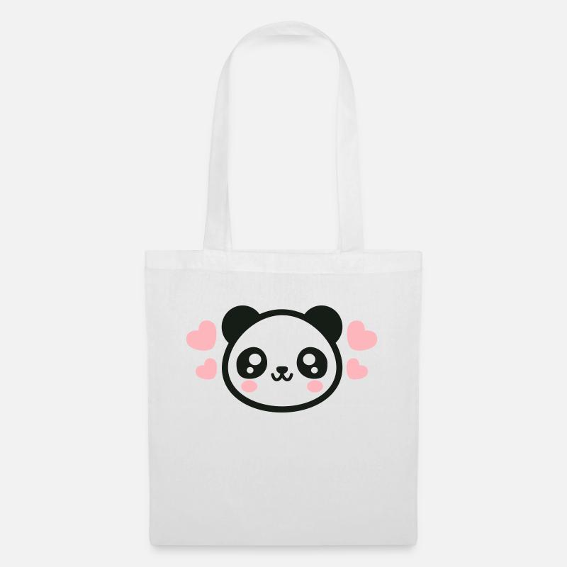 Loving Panda Face: Adorable Hearts - Tote Bag - white