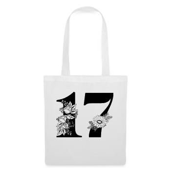 Number 17 Black Floral -17th Birthday Floral - Tote Bag - white - Front