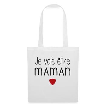 Je vais être maman - cœur - Sac en tissu - blanc - Devant