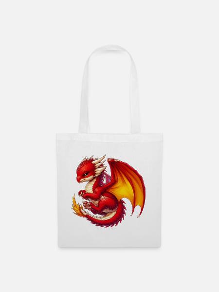 Drache - Stoffbeutel - Weiß