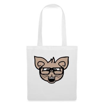 Nerd Cat Horn-Rimmed Glasses Geek Clever Kitten Head - Tote Bag - white - Front