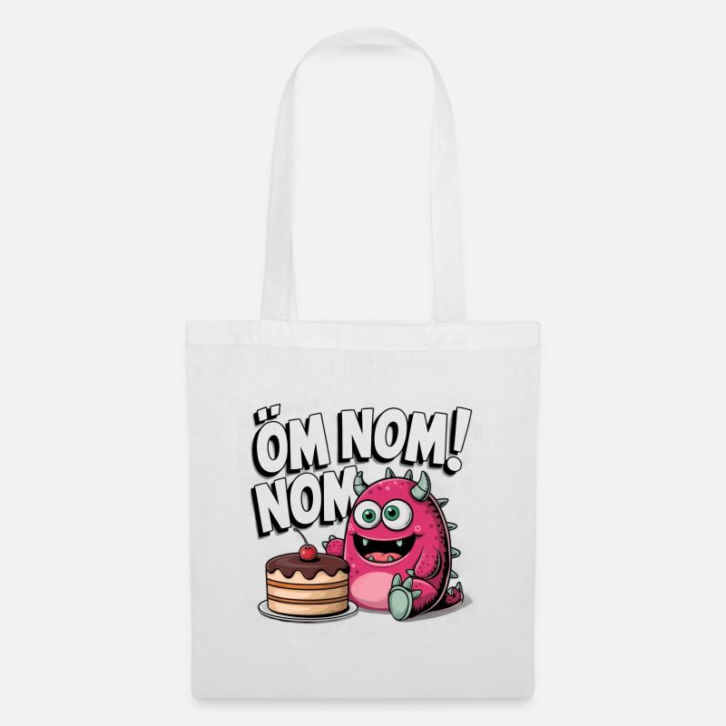 Öm Nom Nom Kuchenmonster Monster Comic - Stoffbeutel - Weiß