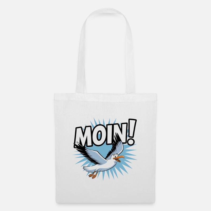 Moin! Möve Seagull Seemann Ahoi - Stoffbeutel - Weiß