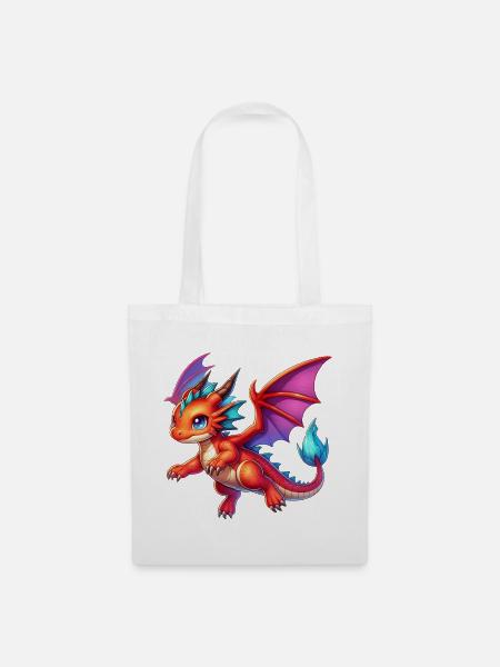 Drache - Stoffbeutel - Weiß