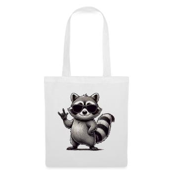 Waschbär mit Rock Pose Raccoon Rock Musik Musiker - Stoffbeutel - Weiß - Vorne