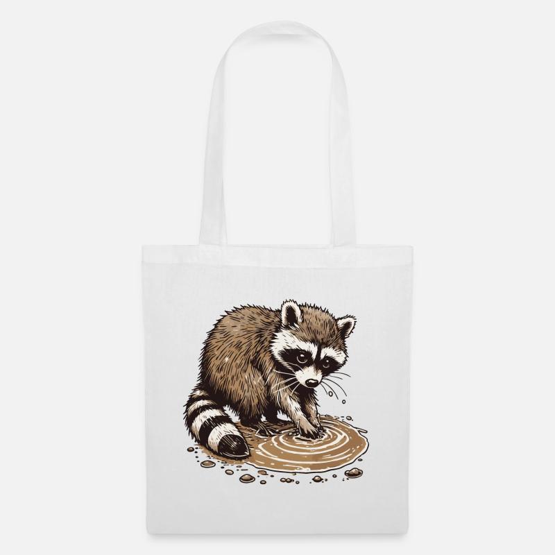 Waschbär - Stoffbeutel - Weiß