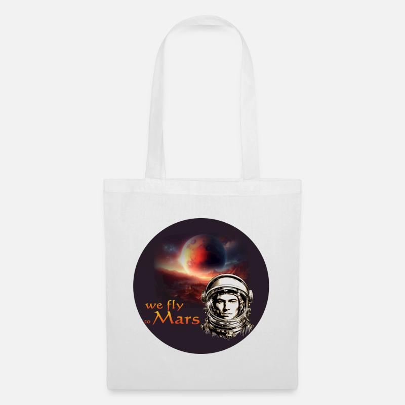 Marsflug Retro Astronaut - Stoffbeutel - Weiß