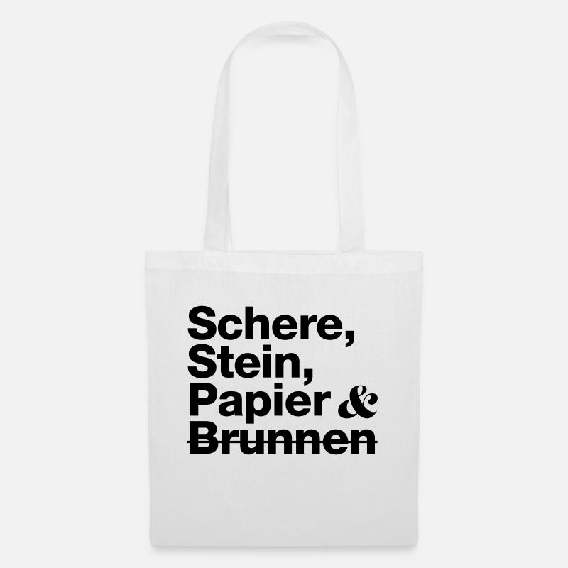 Schere, Stein, Papier & Brunnen - Stoffbeutel - Weiß