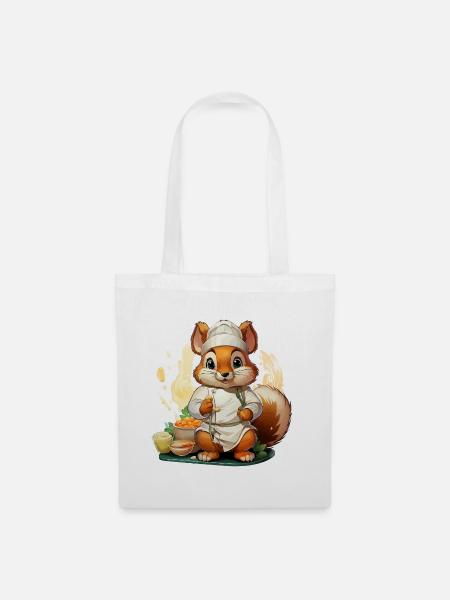 Das kulinarische Eichhörnchen - Stoffbeutel - Weiß
