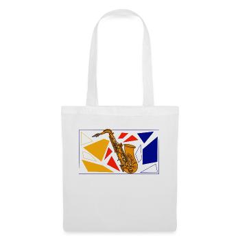Saxophone en laiton Pop Art - Sac en tissu - blanc - Devant