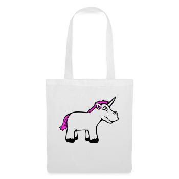 Einhorn Pink Lustig Lächeln Grinsen Cartoon Comic - Stoffbeutel - Weiß - Vorne