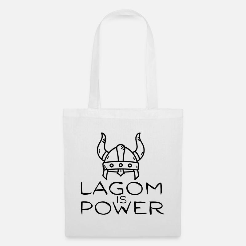 Lagom Is Power – Wikingerhelm Minimalistisches Design - Stoffbeutel - Weiß