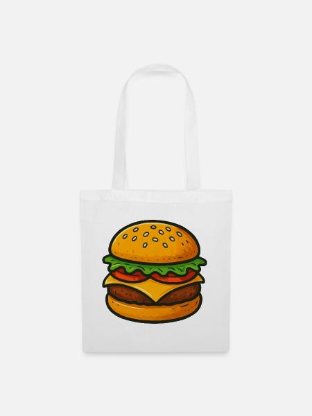 Geschmackvolle Hamburger Illustration - Stoffbeutel - Weiß