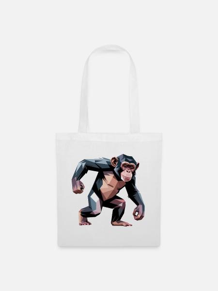 Monkey - Cooles Low-Poly-Logo - Stoffbeutel - Weiß