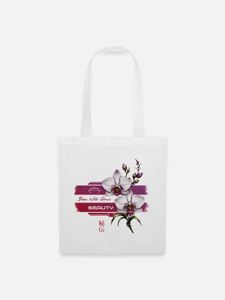 Orchideenblüte mit Anmut - Stoffbeutel - Weiß