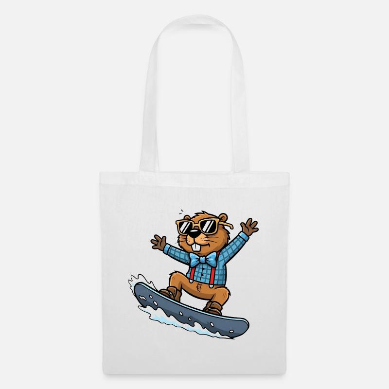 Cooler Snowboard Biber Comic Sonnenbrille - Stoffbeutel - Weiß
