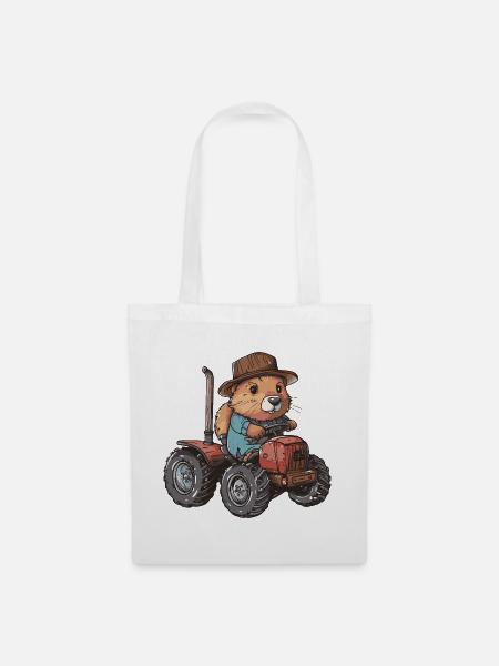 Biber Traktor Farmer - Stoffbeutel - Weiß