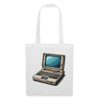 Laptop Retro Computer Vintage Style Illustration - Tote Bag - white - Front