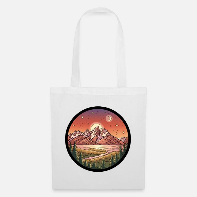 Moonlight Mountains Round Patch - Tote Bag - white