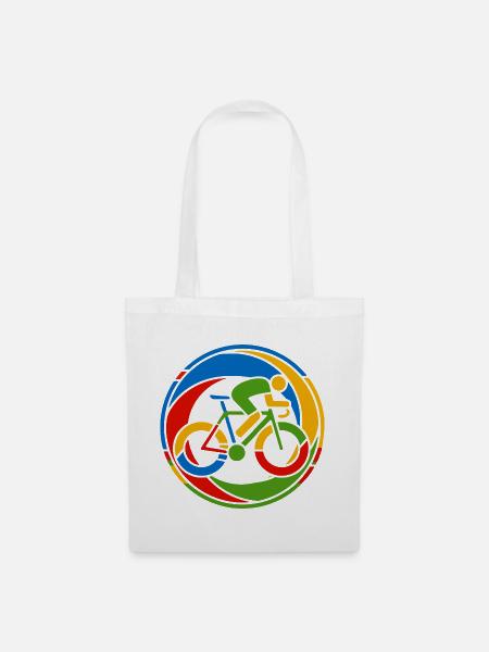 Buntes Fahrrad Rennrad Kunst Motiv - Stoffbeutel - Weiß