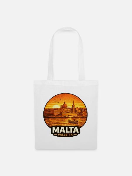 Malta Valletta Skyline Sonnenuntergang - Stoffbeutel - Weiß