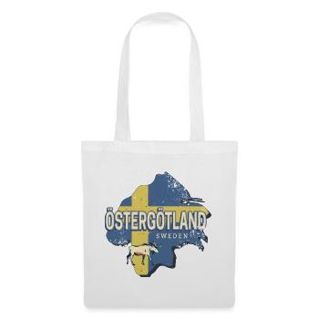 Östergötland Schweden Retro Provinz Souvenir - Stoffbeutel - Weiß - Vorne