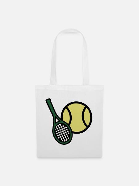 Tennisschläger Aufschlag Action - Stoffbeutel - Weiß