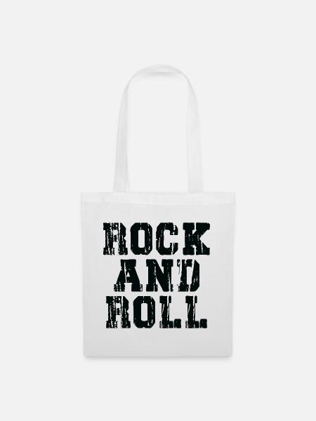 Rock'n'Roll-Distressed, fettes Typografie-Design - Stoffbeutel - Weiß