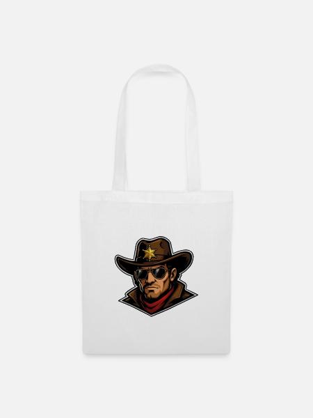 Sternen-Sheriff Cowboy Cartoon - Stoffbeutel - Weiß