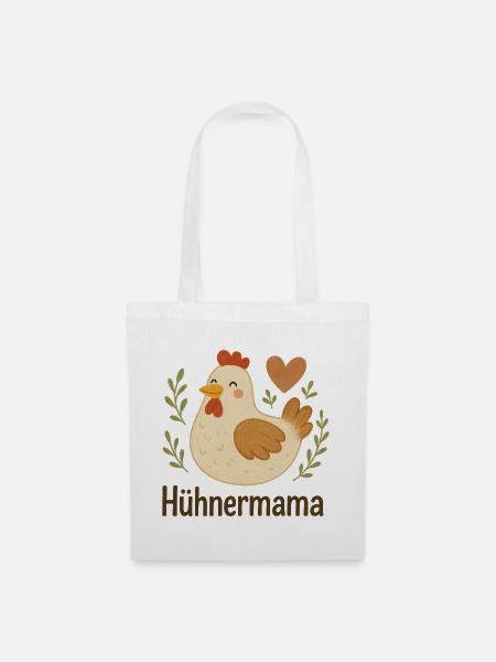 Hühnermama Fröhliche Henne - Stoffbeutel - Weiß