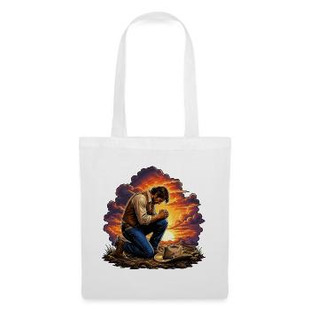 Kneeling cowboy in the sunset - Tote Bag - white - Front