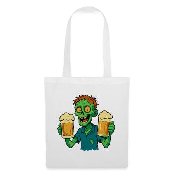 Zombie heureux avec de la bière - Sac en tissu - blanc - Devant