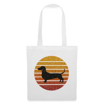 Dackel Silhouette Vintage Sunset - Stoffbeutel - Weiß - Vorne