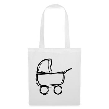 Kinderwagen handgezeichnet - Stoffbeutel - Weiß - Vorne