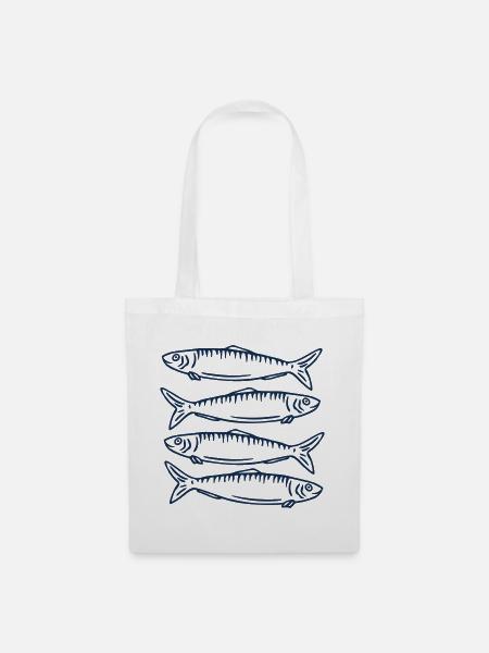 Sardinen Fische Angler - Stoffbeutel - Weiß