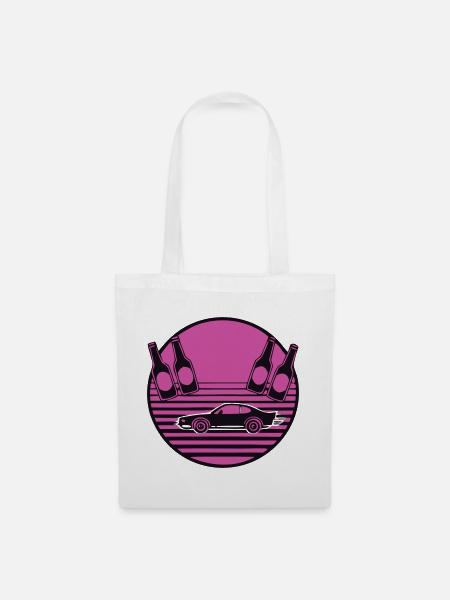 Retro Auto Bier Logo - Stoffbeutel - Weiß