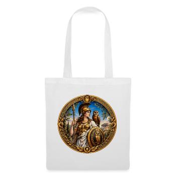 Athene mit Speer, Schild und Eulen - Stoffbeutel - Weiß - Vorne