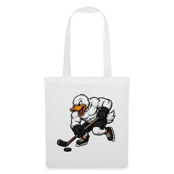 Coole Ente Eishockeyspieler Cartoon - Stoffbeutel - Weiß - Vorne