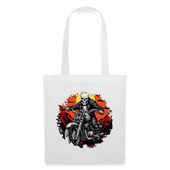 Skelette Motorrad / Motorradfahrer Totenkopf - Stoffbeutel - Weiß - Vorne