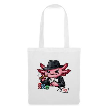 Axolotl beim Pokern – Süßer Pokerfan - Stoffbeutel - Weiß - Vorne