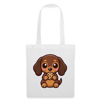 Dackel Hund Cartoon Kawaii Süßigkeit - Stoffbeutel - Weiß - Vorne