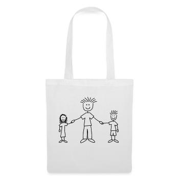family_dad_with_girl_and_boy_1c - Stoffbeutel - Weiß - Vorne