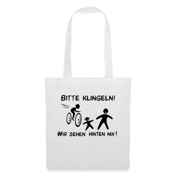 Bitte klingeln! Radfahrer-Kind - Stoffbeutel - Weiß - Vorne