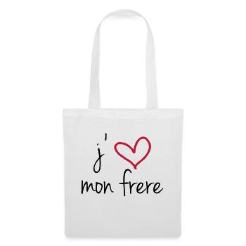 J'aime mon frère - Sac en tissu - blanc - Devant