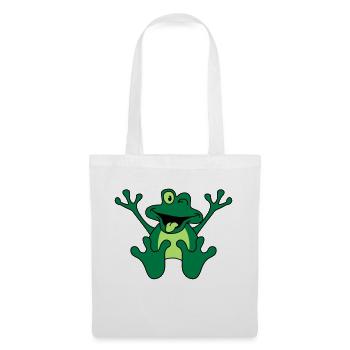 Funny Sitting Comic Frog - Stoffbeutel - Weiß - Vorne